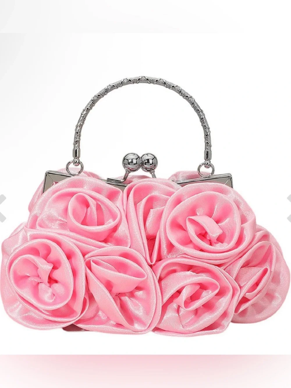 Pink Floral Elegant Rosette Handbag